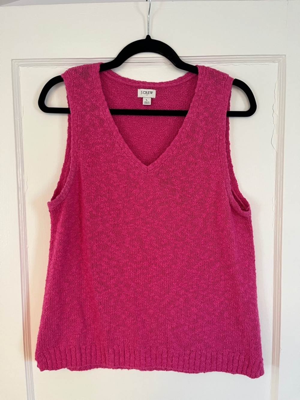 J. Crew Hot Pink V-Neck Beach Sweater-Tank, Like New